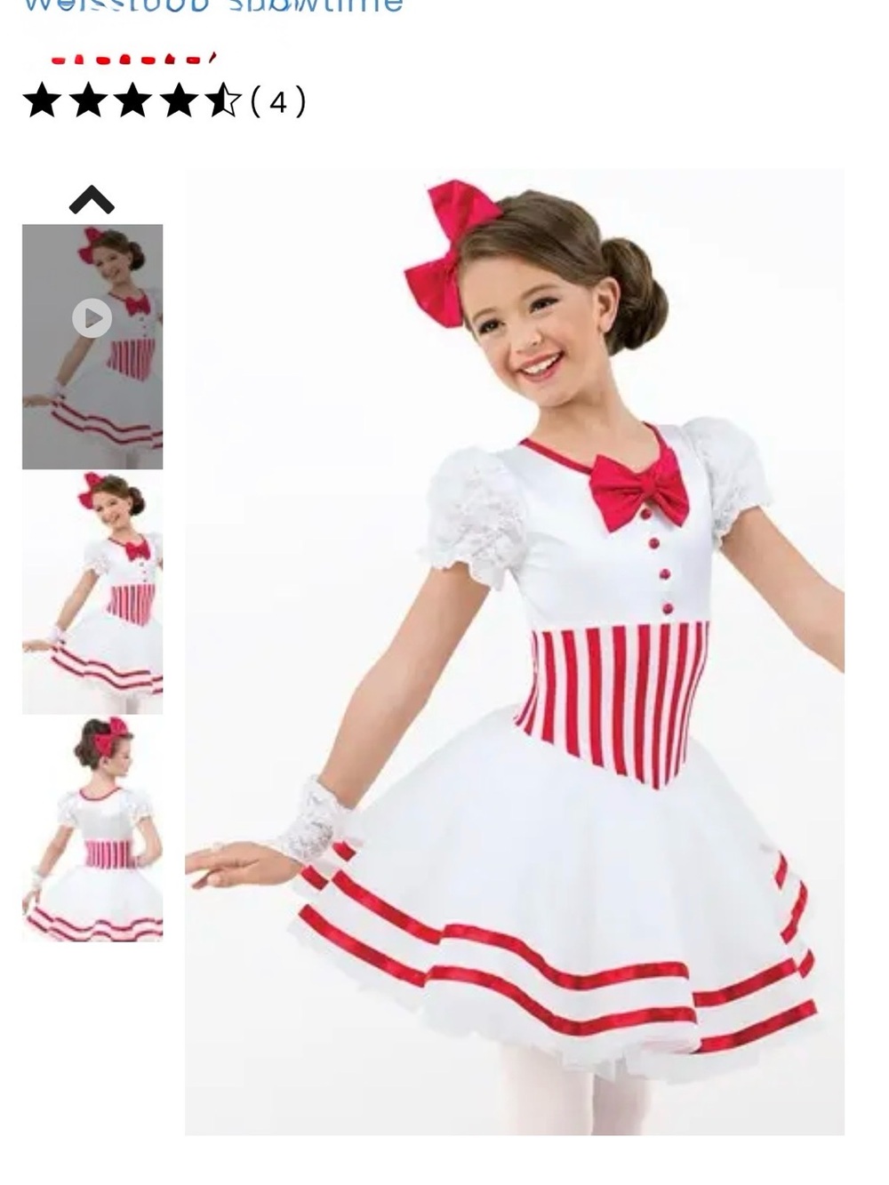 Weissman Showtime 'Jolly Holiday' White Costume (Size LC) with Red Satin Bow